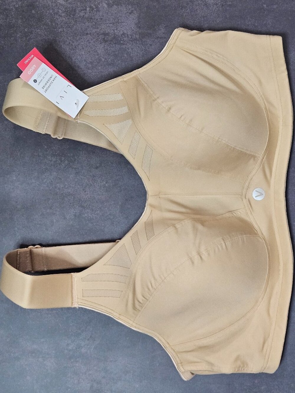Lane Bryant LIVI Active Sports Bra 40DD Beige Nude NWT